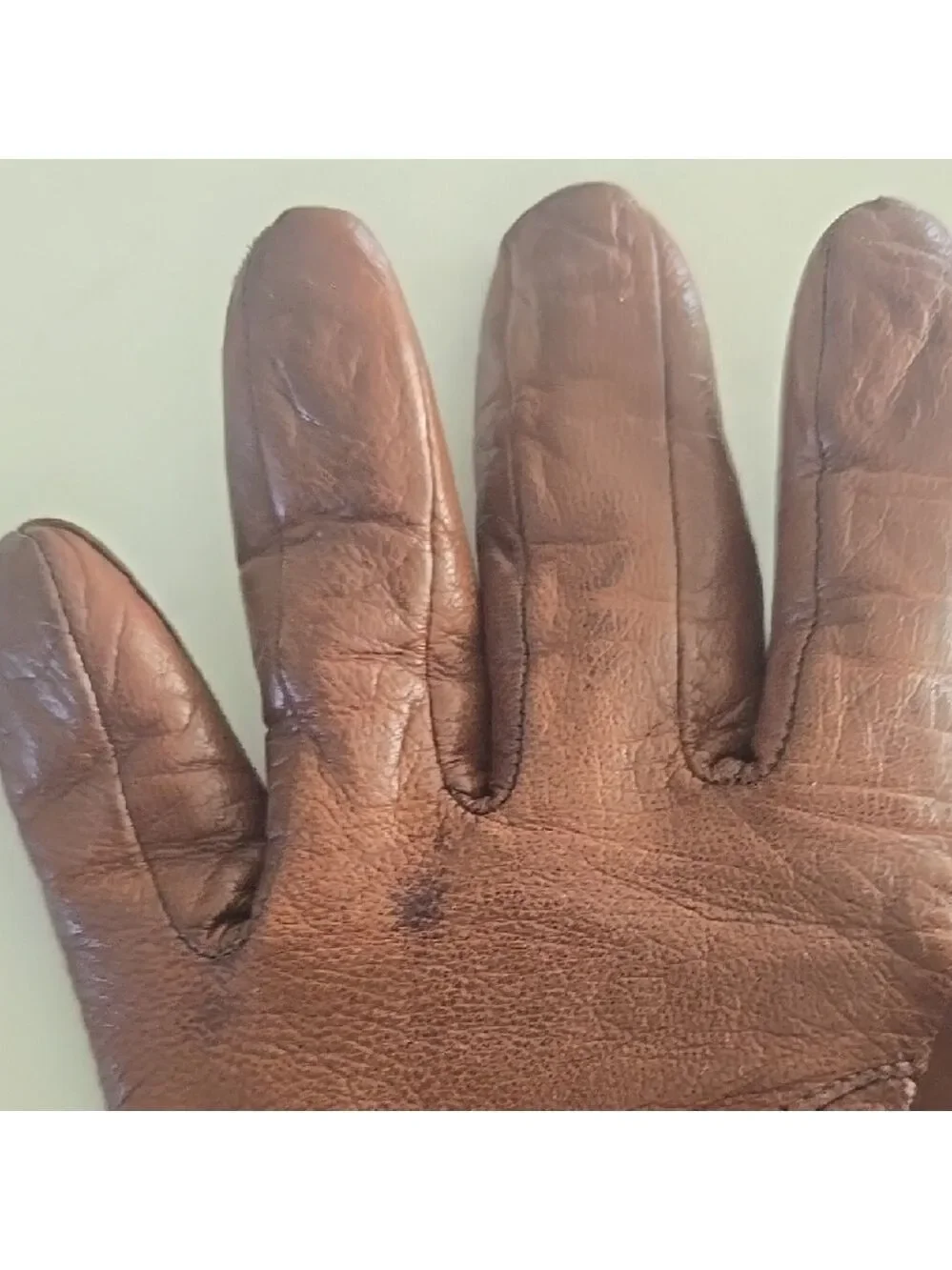Isotoner Cashmere Lined Brown Leather Gloves with Faux Fur Cuff